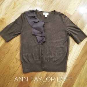 AT Loft Sweater Cardigan with silk trim Size M